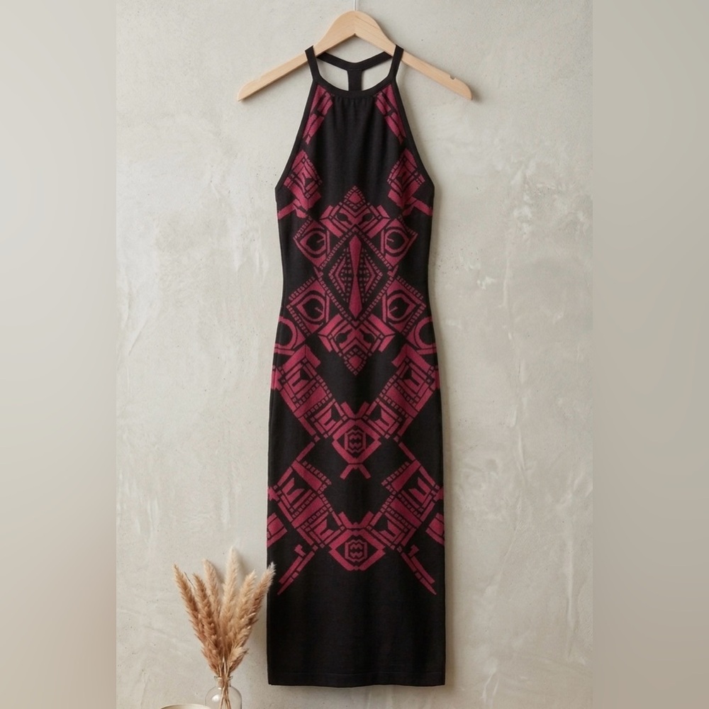 Free People Intimately Aztec Print Bodycon Mini Dress Burgundy XS/S NWOT
